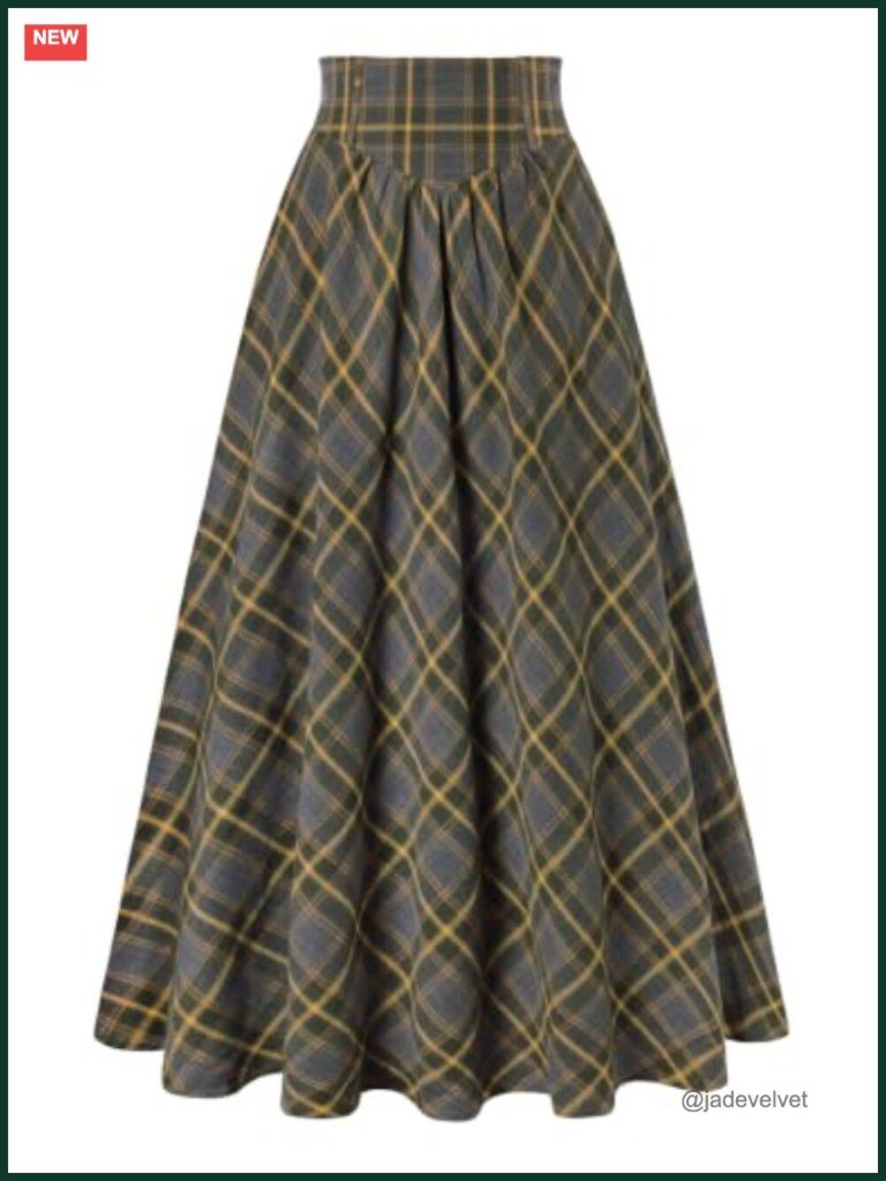 Plaid Maxi Skirt High Waist A-Line Victorian Renaissance